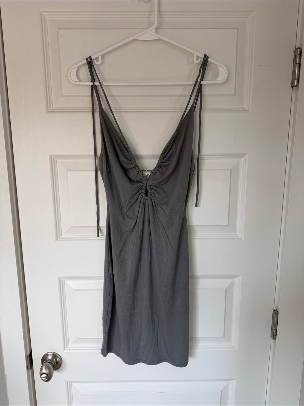 I Joah Gray Gathered Neck Mini Dress